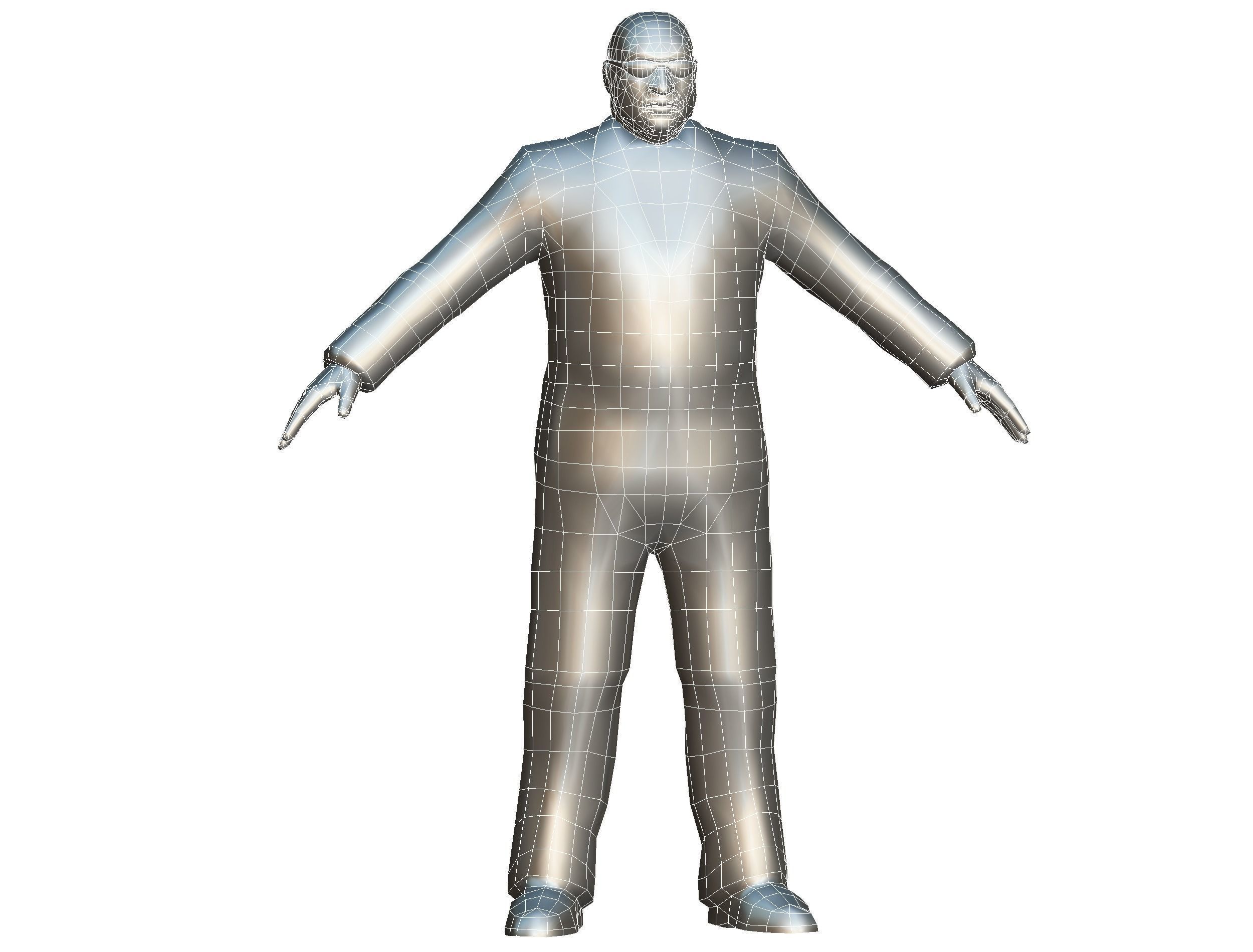 LowPoly Man Body Boss Jacket Suit Low-poly 3D model_23