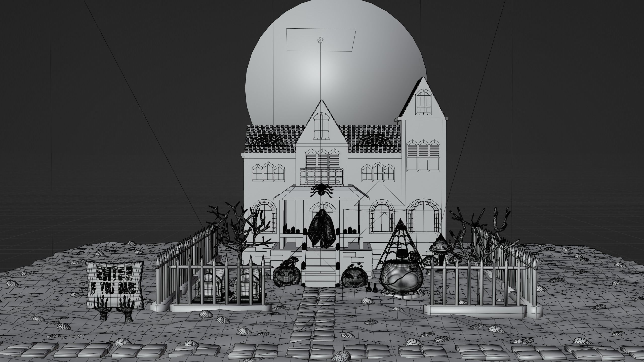 Haunted Halloween House 3D model_7