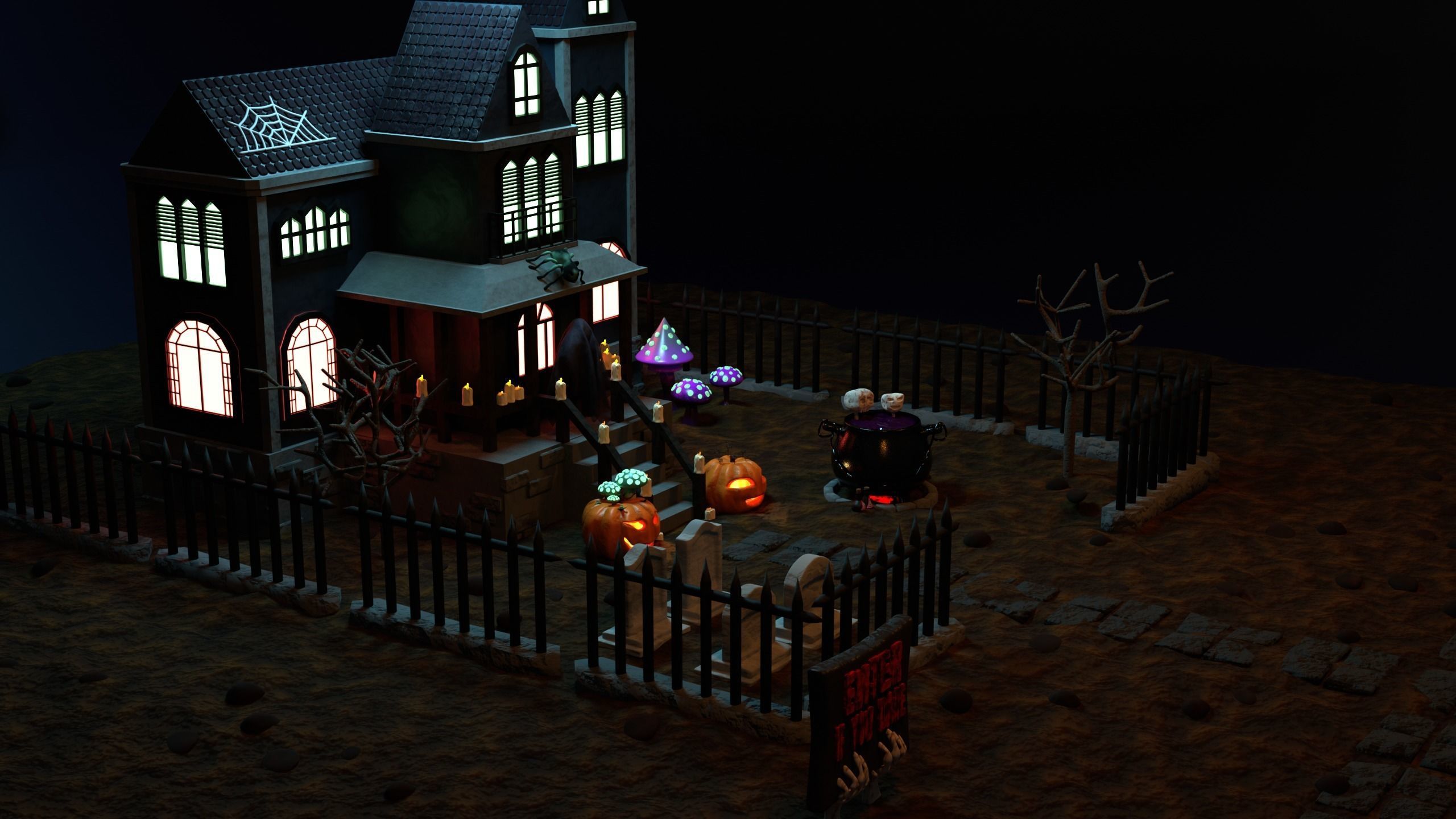 Haunted Halloween House 3D model_4