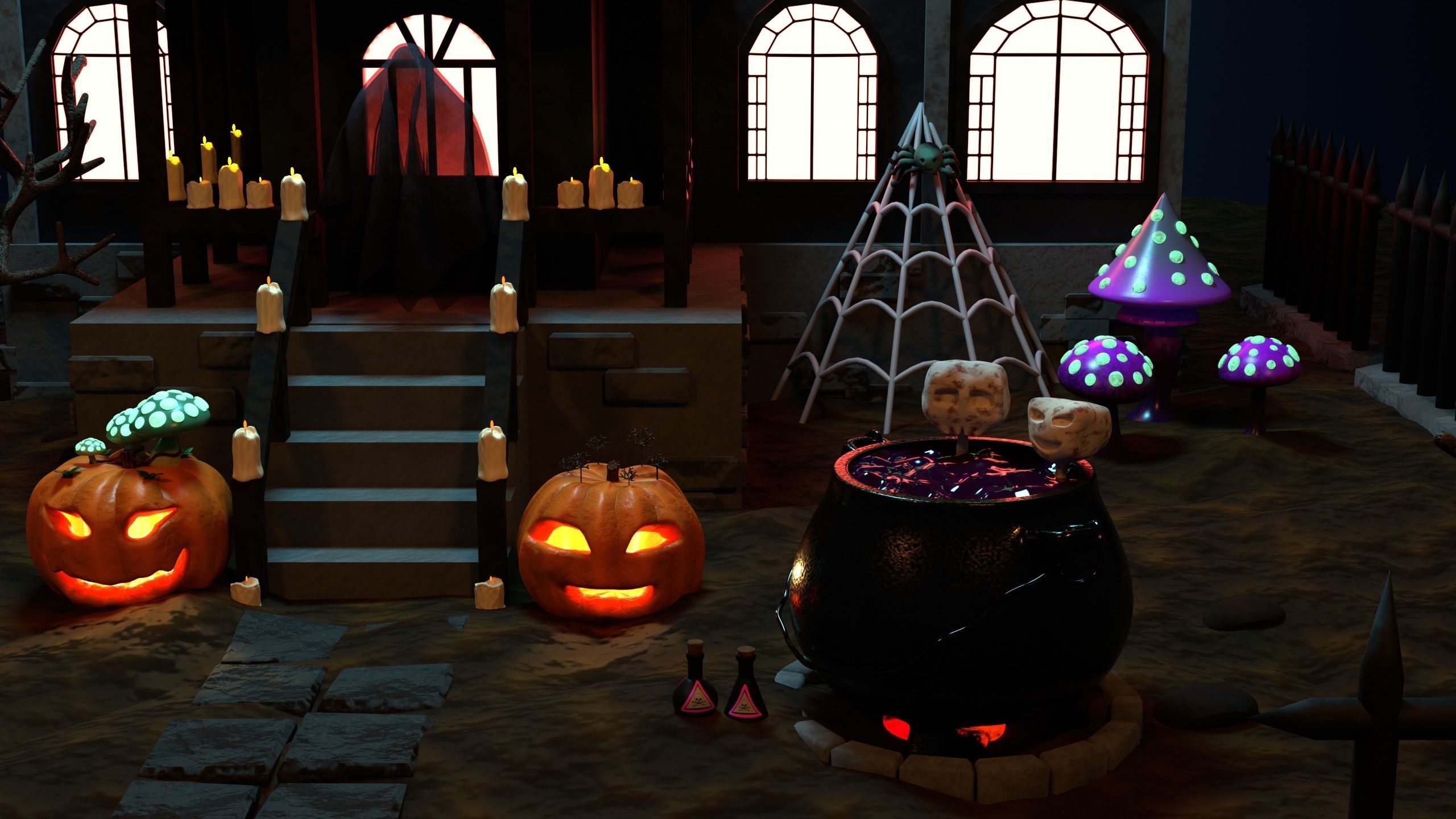 Haunted Halloween House 3D model_1