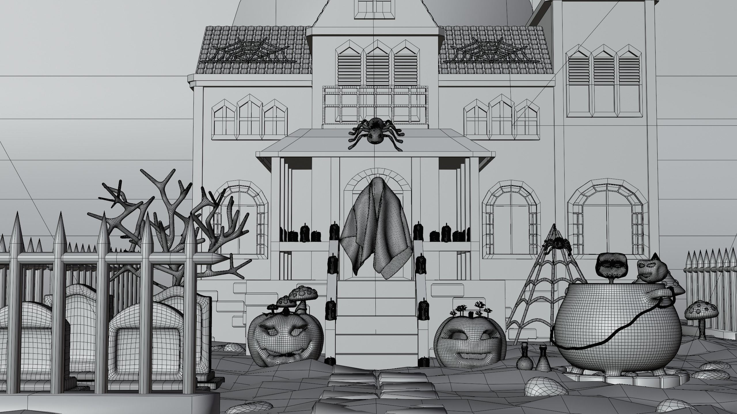 Haunted Halloween House 3D model_5