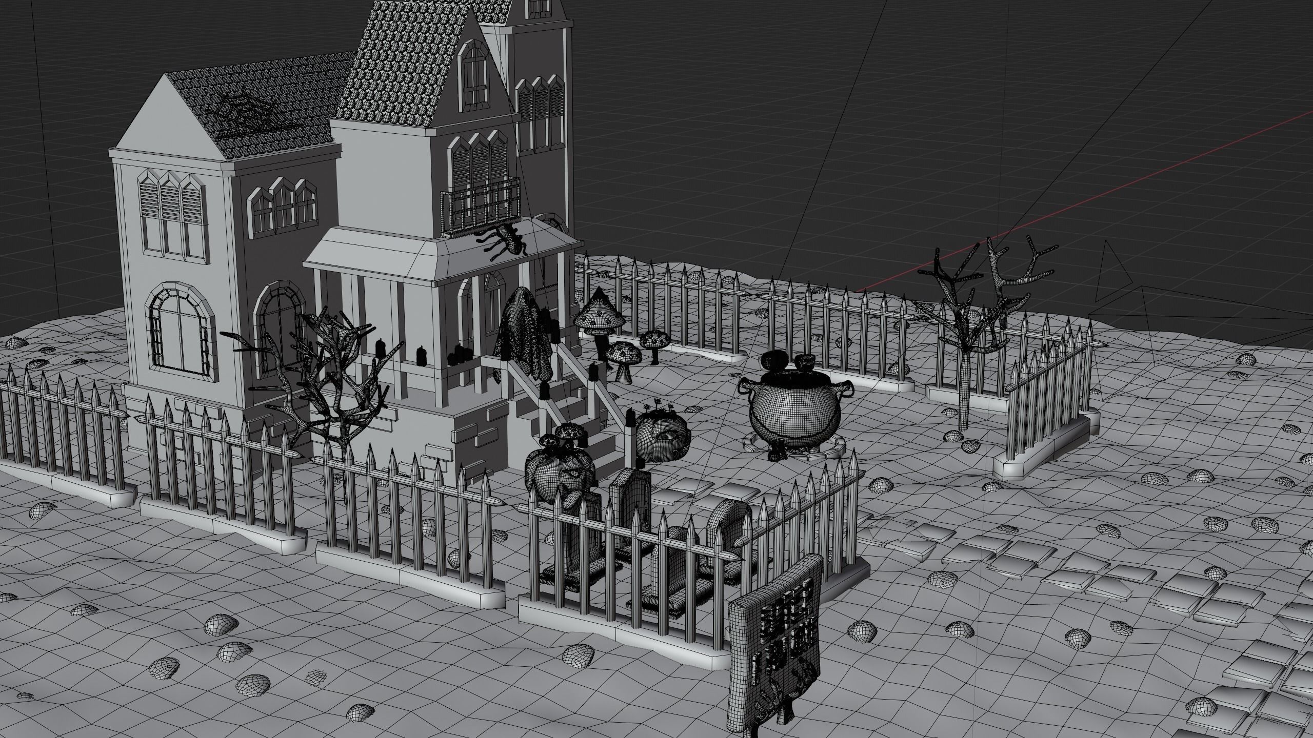 Haunted Halloween House 3D model_9