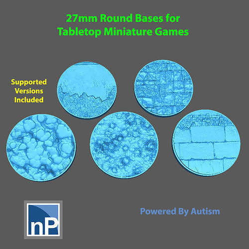 27mm Round Bases for Tabletop Miniature Games - pack 1 Free 3D print model
