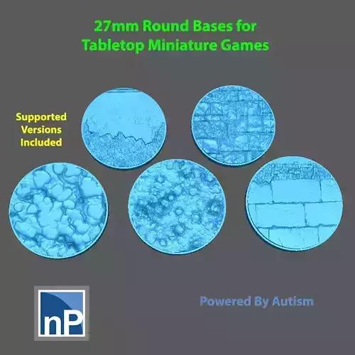 27mm Round Bases for Tabletop Miniature Games - pack 1