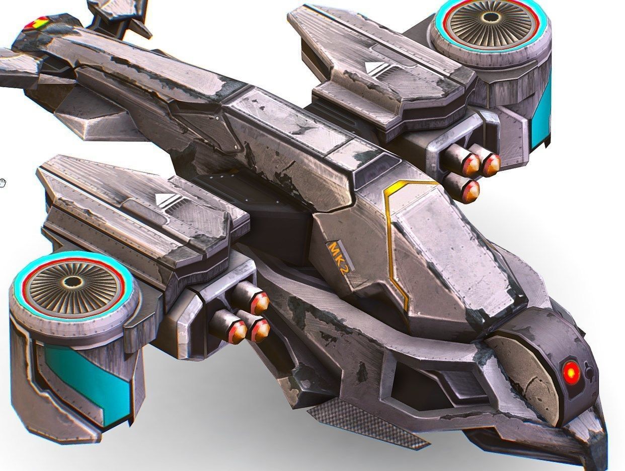 Low Poly 3d Model Flying Military Drone Low-poly 3D model_1