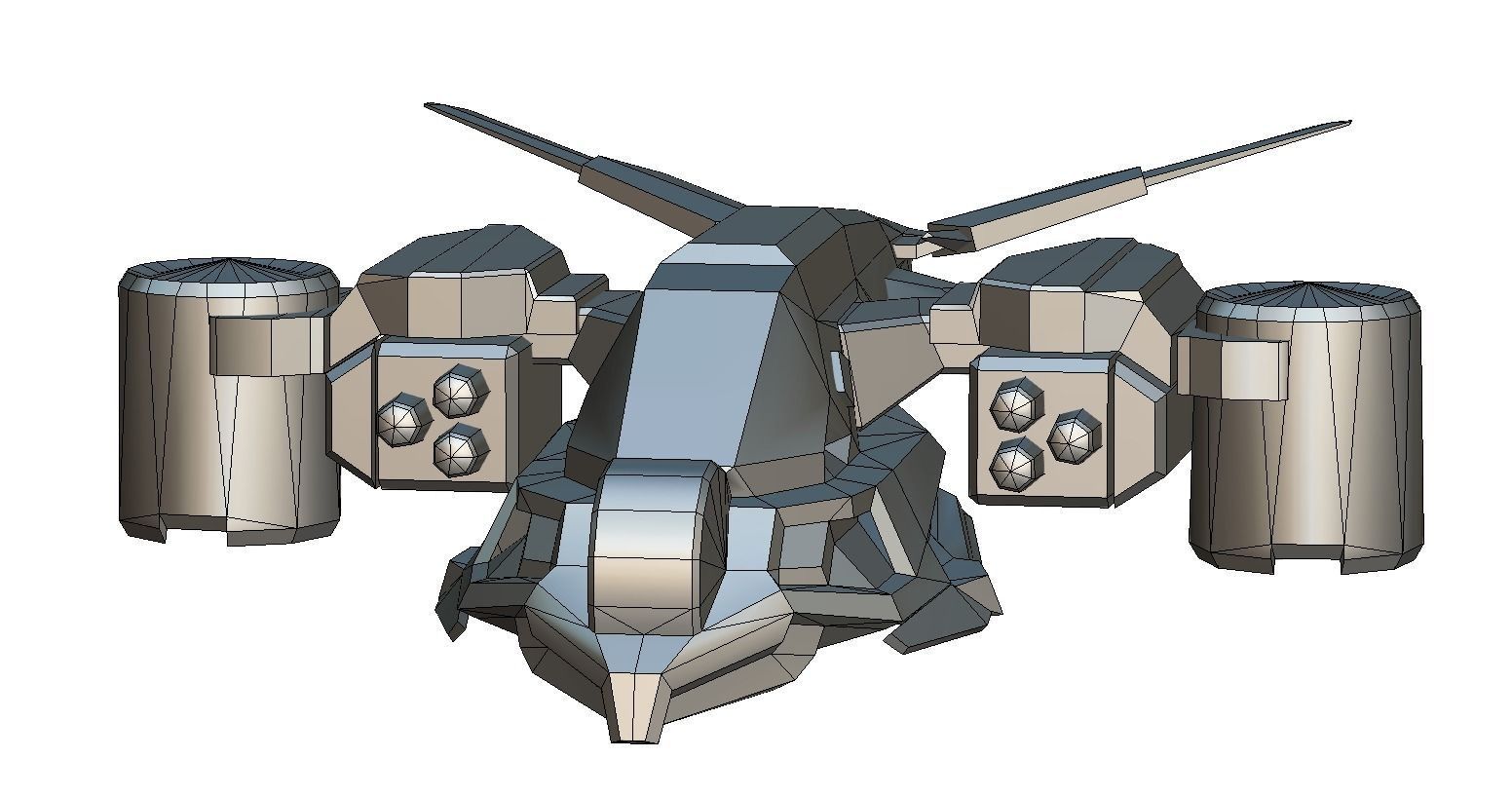 Low Poly 3d Model Flying Military Drone Low-poly 3D model_2