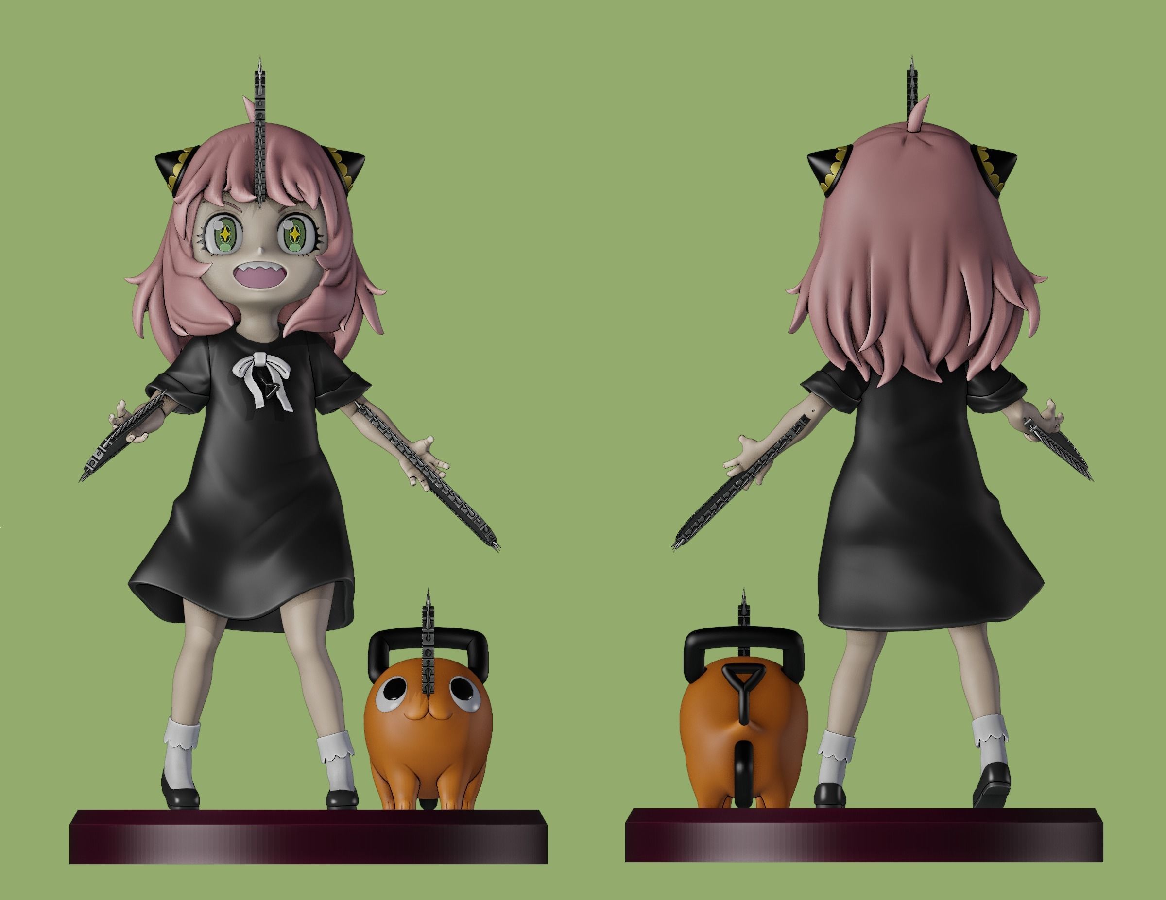 anya forger and pochita - spy x family - chainsaw man 3D print model_3