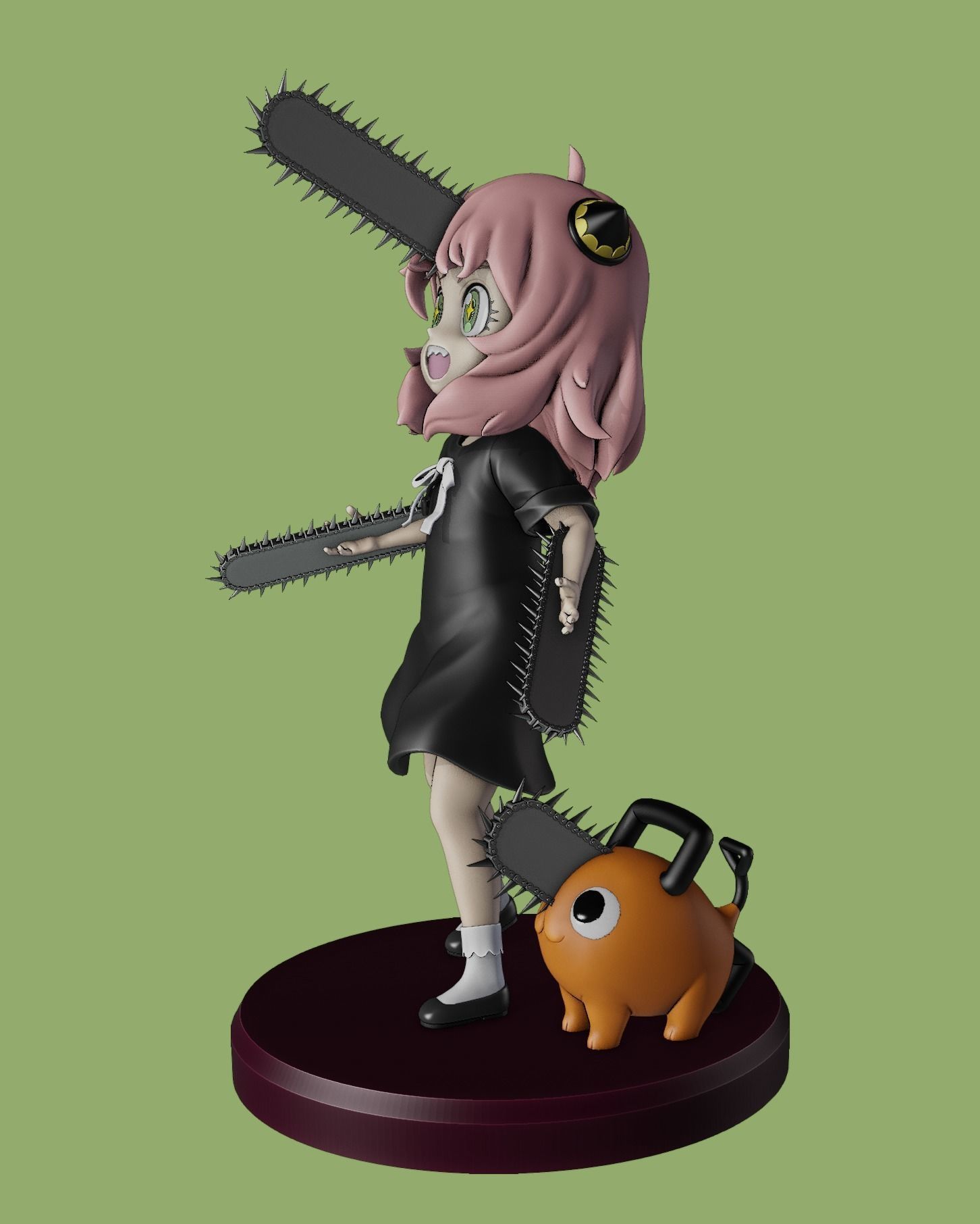 anya forger and pochita - spy x family - chainsaw man 3D print model_11