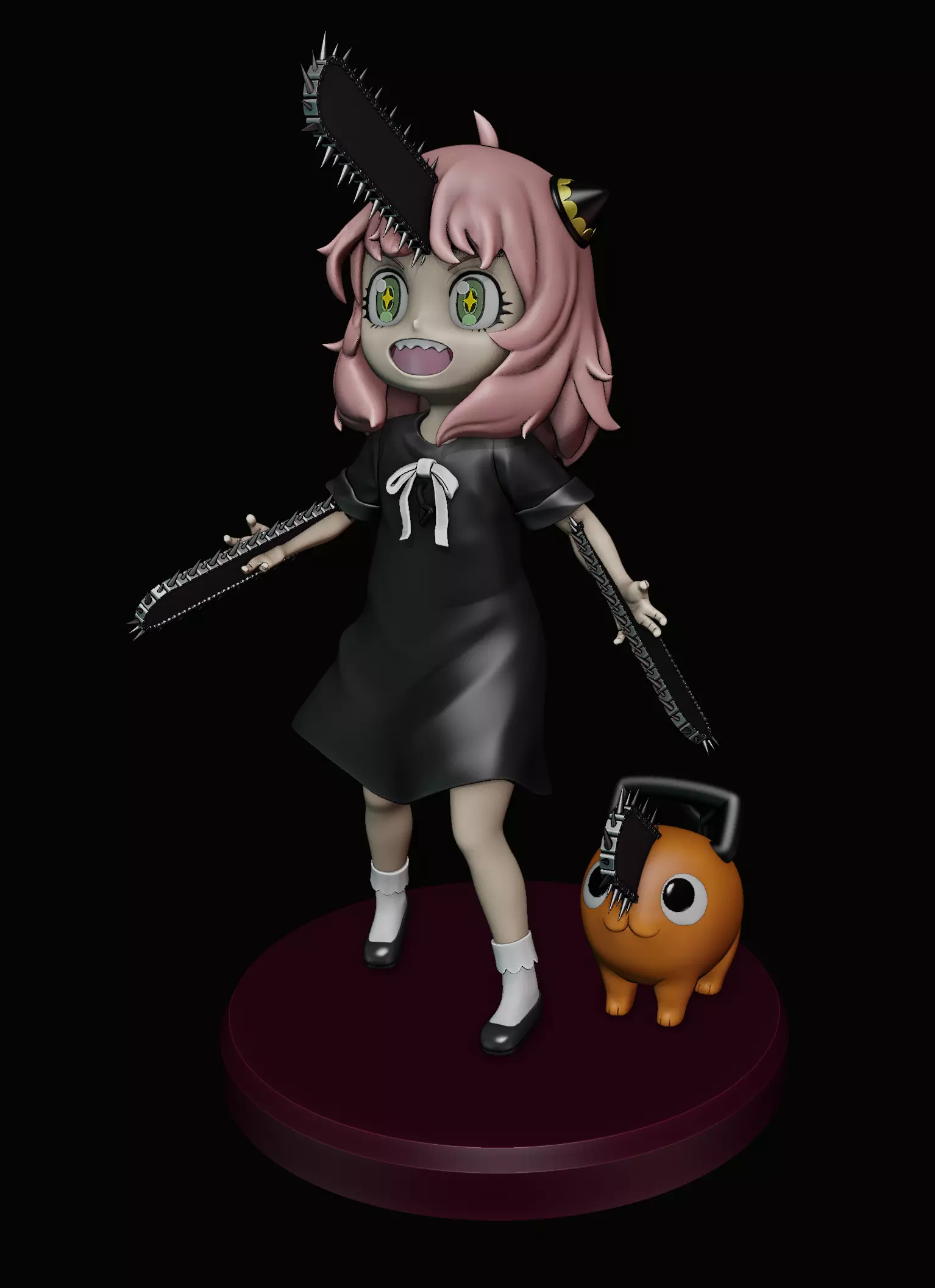 anya forger and pochita - spy x family - chainsaw man 3D print model_0