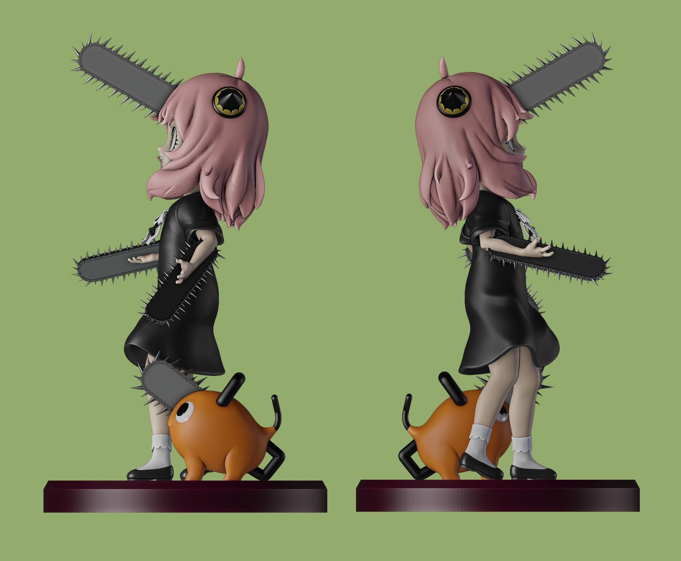 anya forger and pochita - spy x family - chainsaw man 3D print model_4