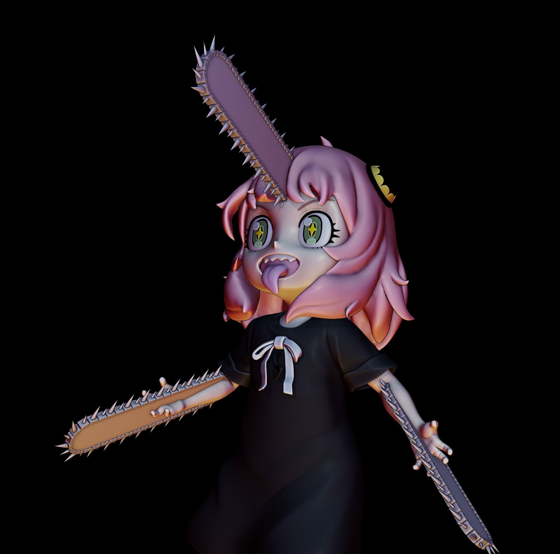 anya forger and pochita - spy x family - chainsaw man 3D print model_9