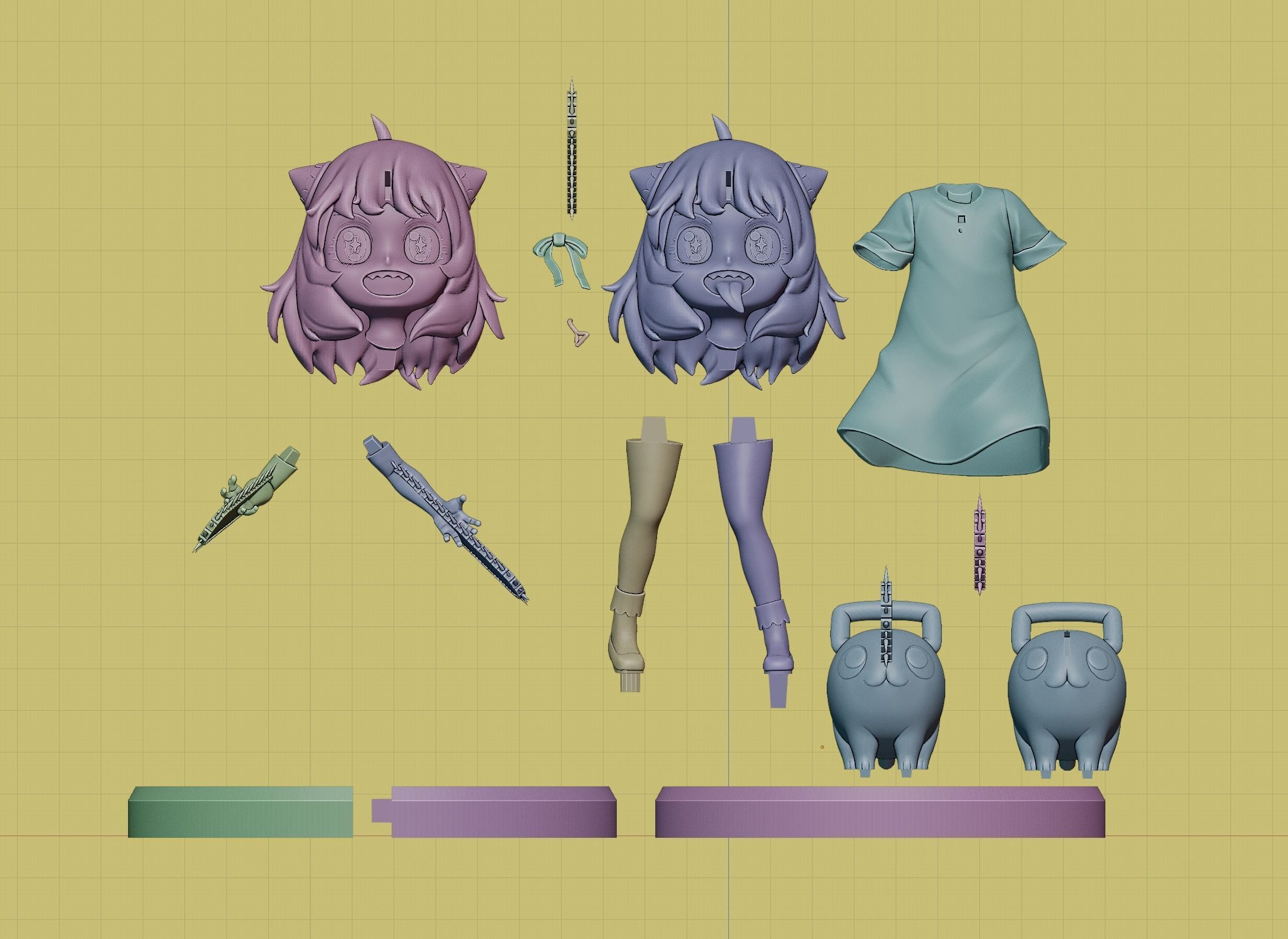 anya forger and pochita - spy x family - chainsaw man 3D print model_2