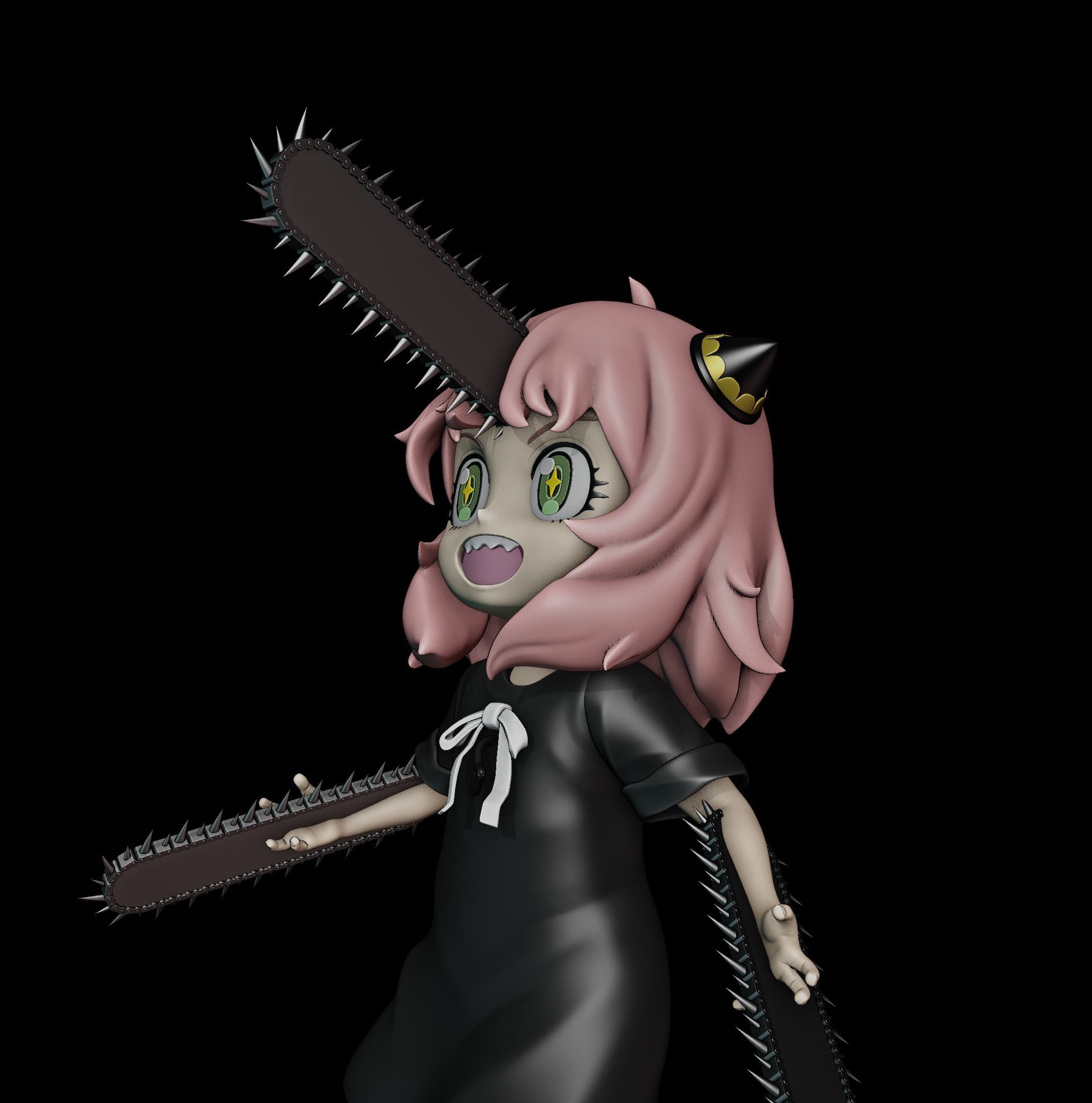 anya forger and pochita - spy x family - chainsaw man 3D print model_5