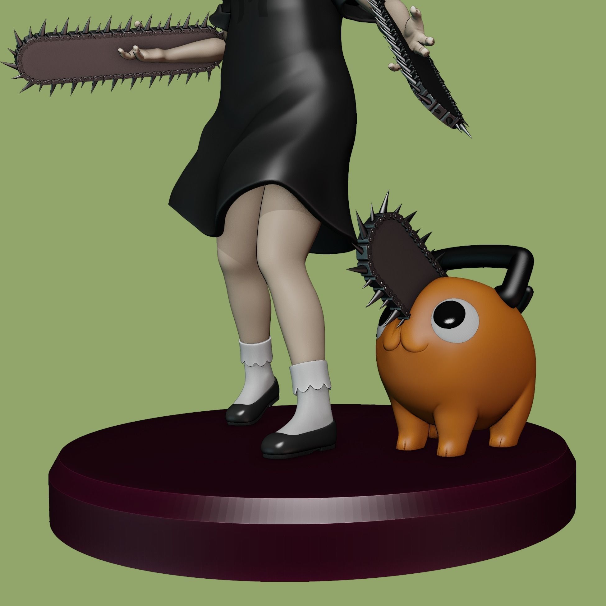 anya forger and pochita - spy x family - chainsaw man 3D print model_6