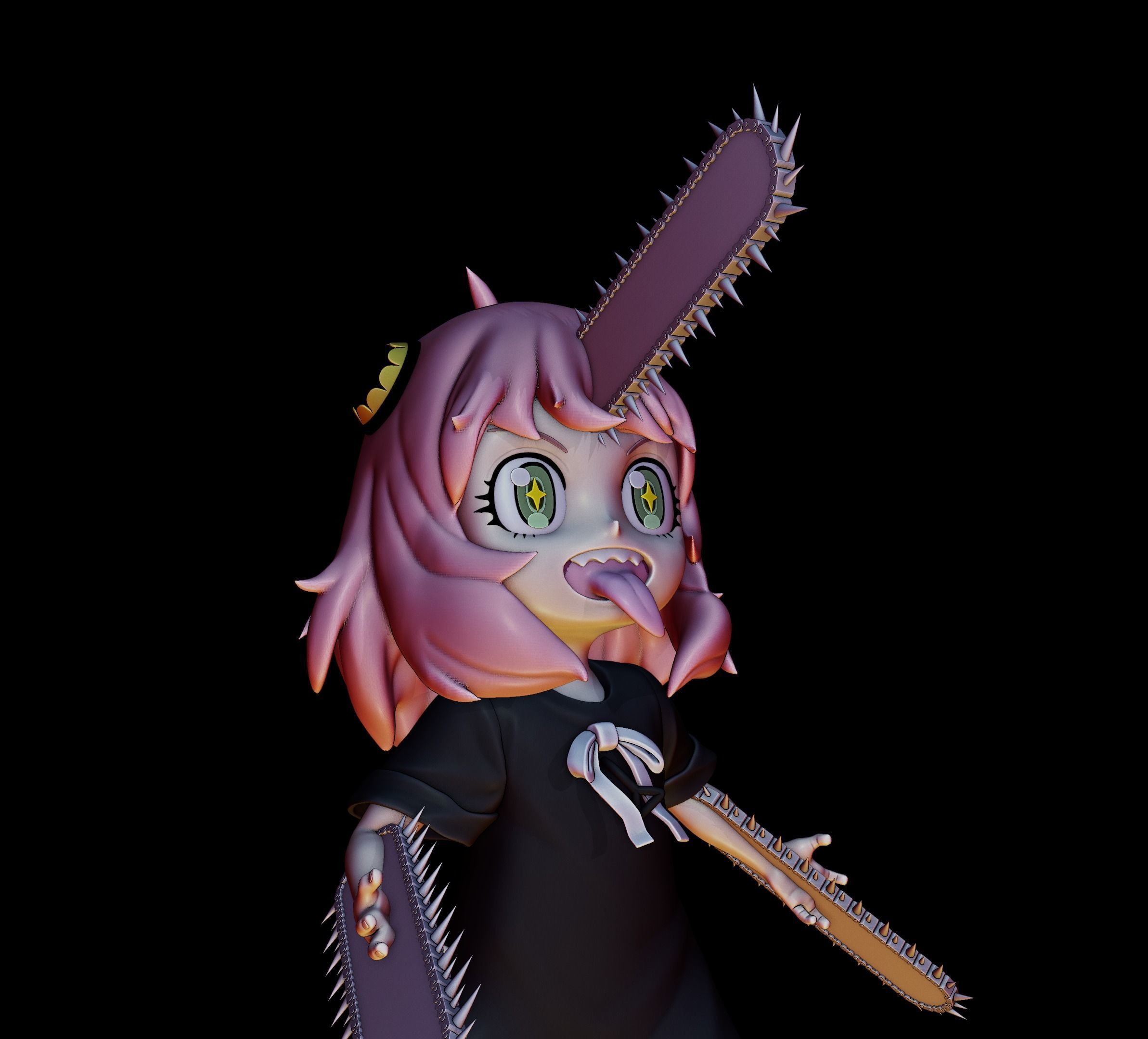 anya forger and pochita - spy x family - chainsaw man 3D print model_8