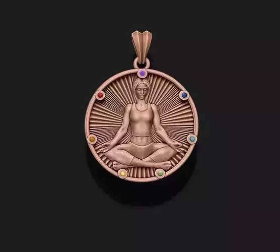 Yoga pendant with gems 3D print model