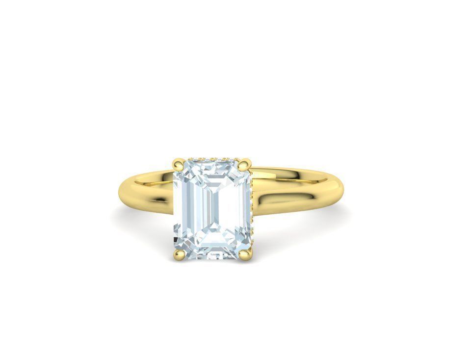 Solitaire Rings Hidden Halo Collection 3dprint Rings  _16