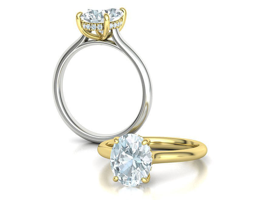 Solitaire Rings Hidden Halo Collection 3dprint Rings  _37