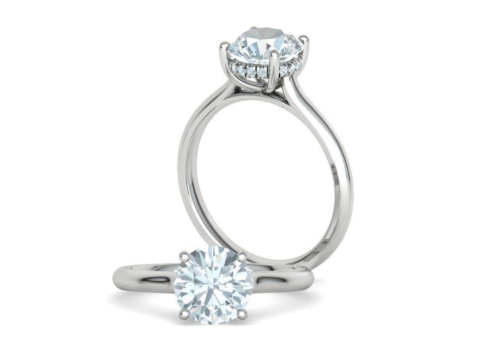 Solitaire Rings Hidden Halo Collection 3dprint Rings  _28