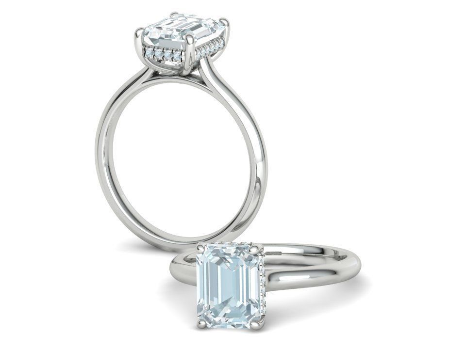 Solitaire Rings Hidden Halo Collection 3dprint Rings  _12