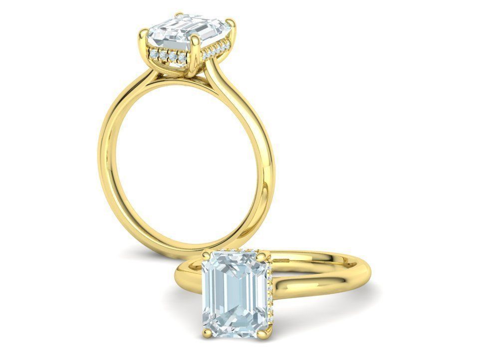 Solitaire Rings Hidden Halo Collection 3dprint Rings  _10