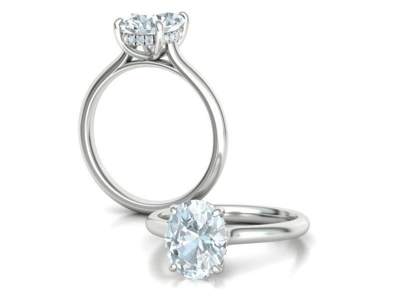 Solitaire Rings Hidden Halo Collection 3dprint Rings  _39