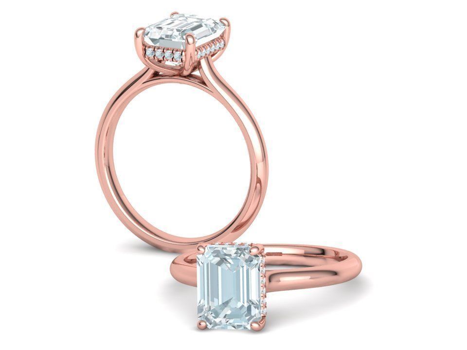 Solitaire Rings Hidden Halo Collection 3dprint Rings  _11
