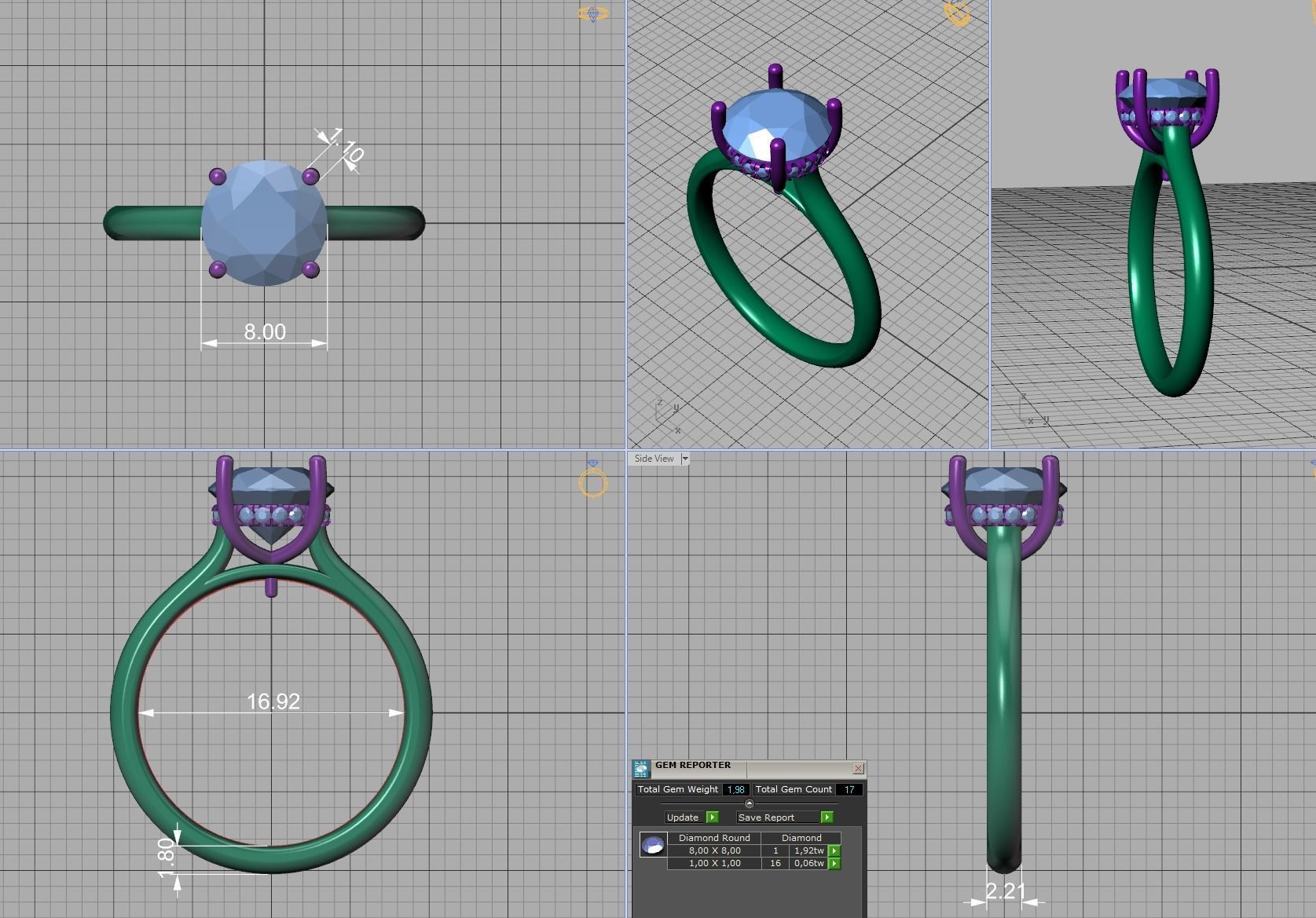 Solitaire Rings Hidden Halo Collection 3dprint Rings  _36