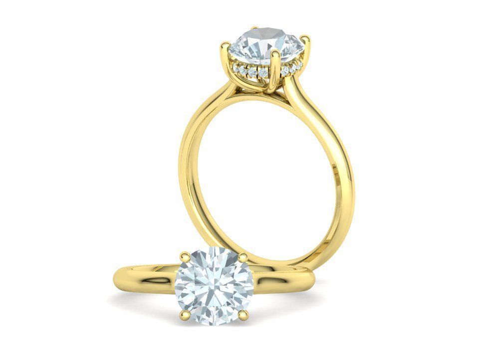 Solitaire Rings Hidden Halo Collection 3dprint Rings  _27