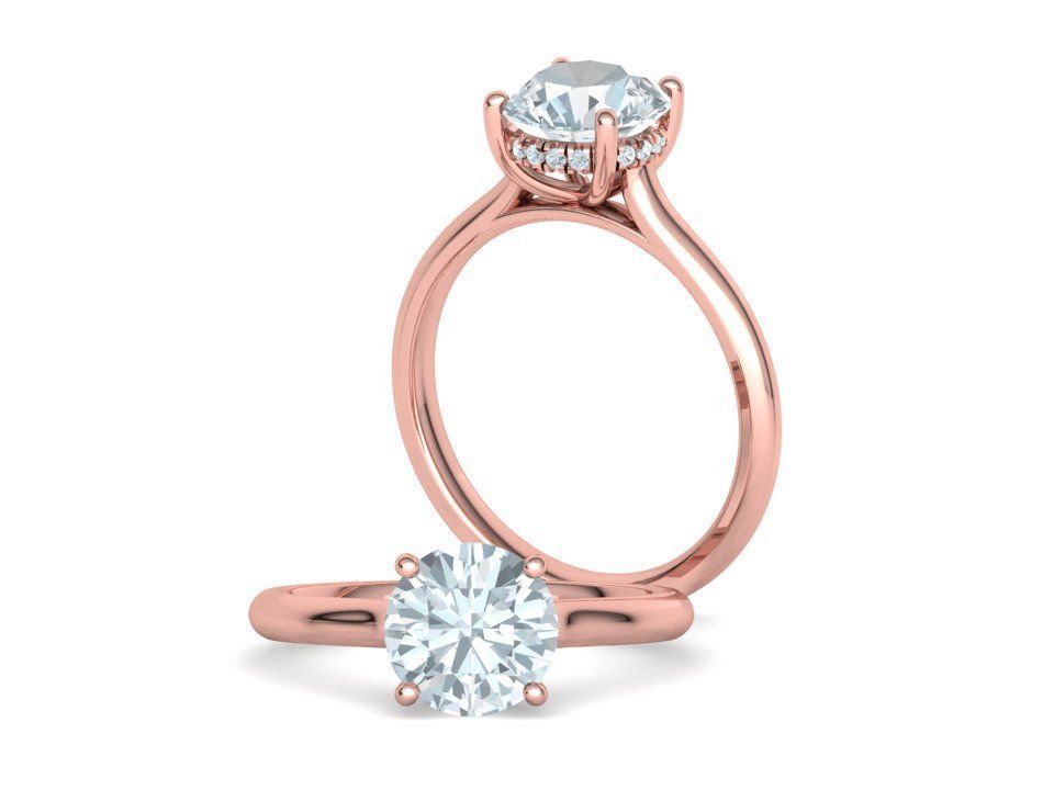 Solitaire Rings Hidden Halo Collection 3dprint Rings  _26