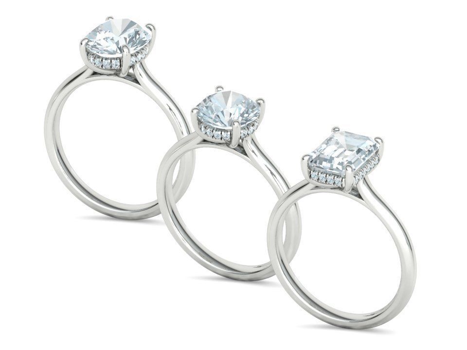 Solitaire Rings Hidden Halo Collection 3dprint Rings  _4