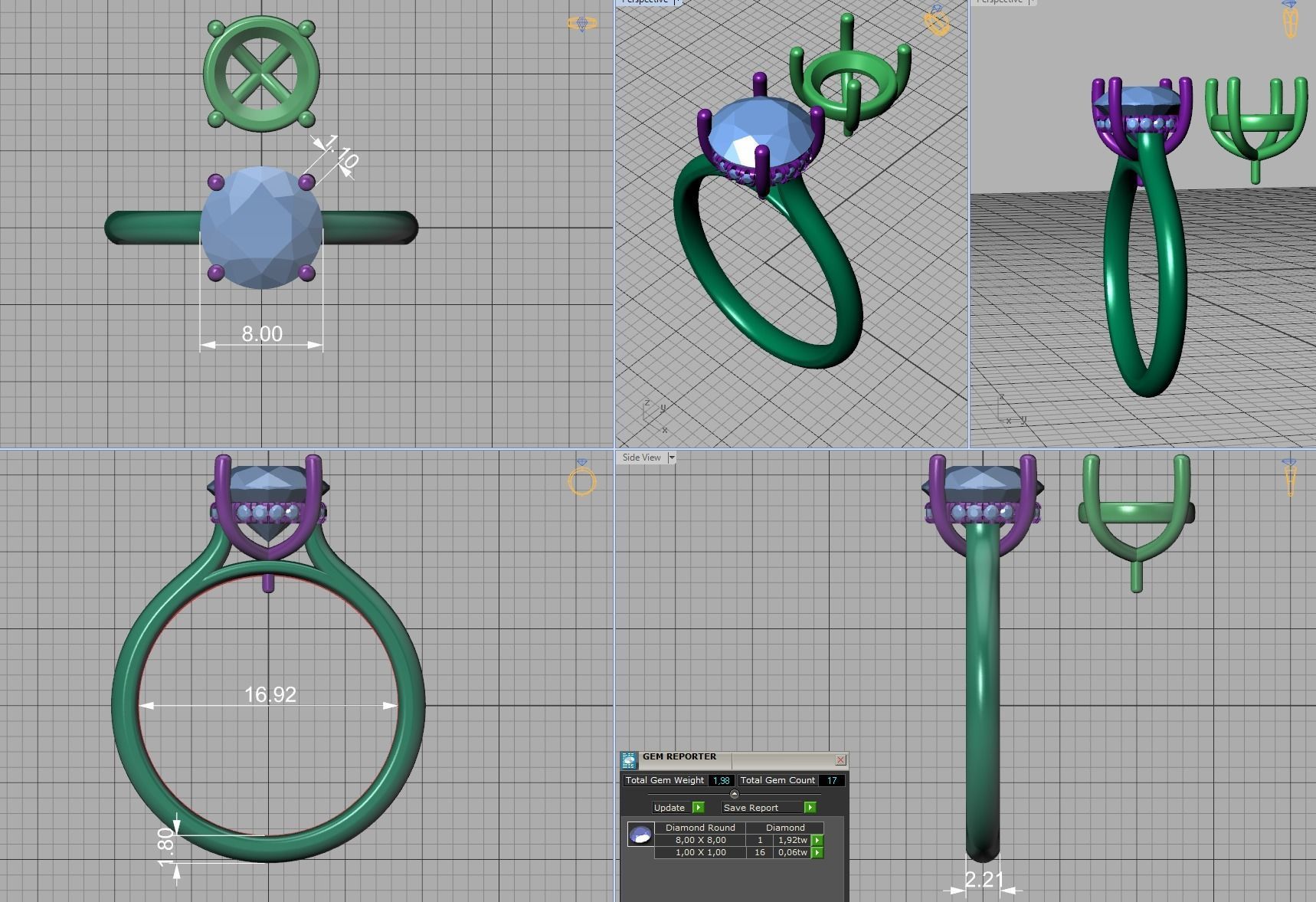 Solitaire Rings Hidden Halo Collection 3dprint Rings  _35