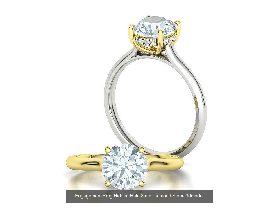 Solitaire Rings Hidden Halo Collection 3dprint Rings  _7