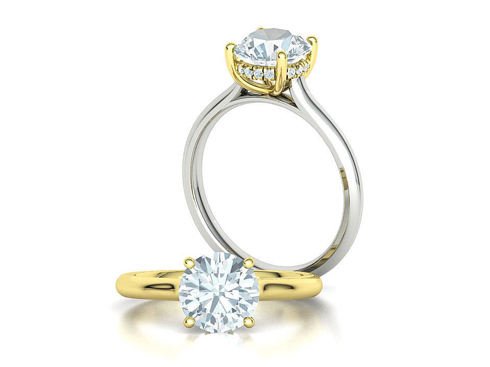 Solitaire Rings Hidden Halo Collection 3dprint Rings  _24