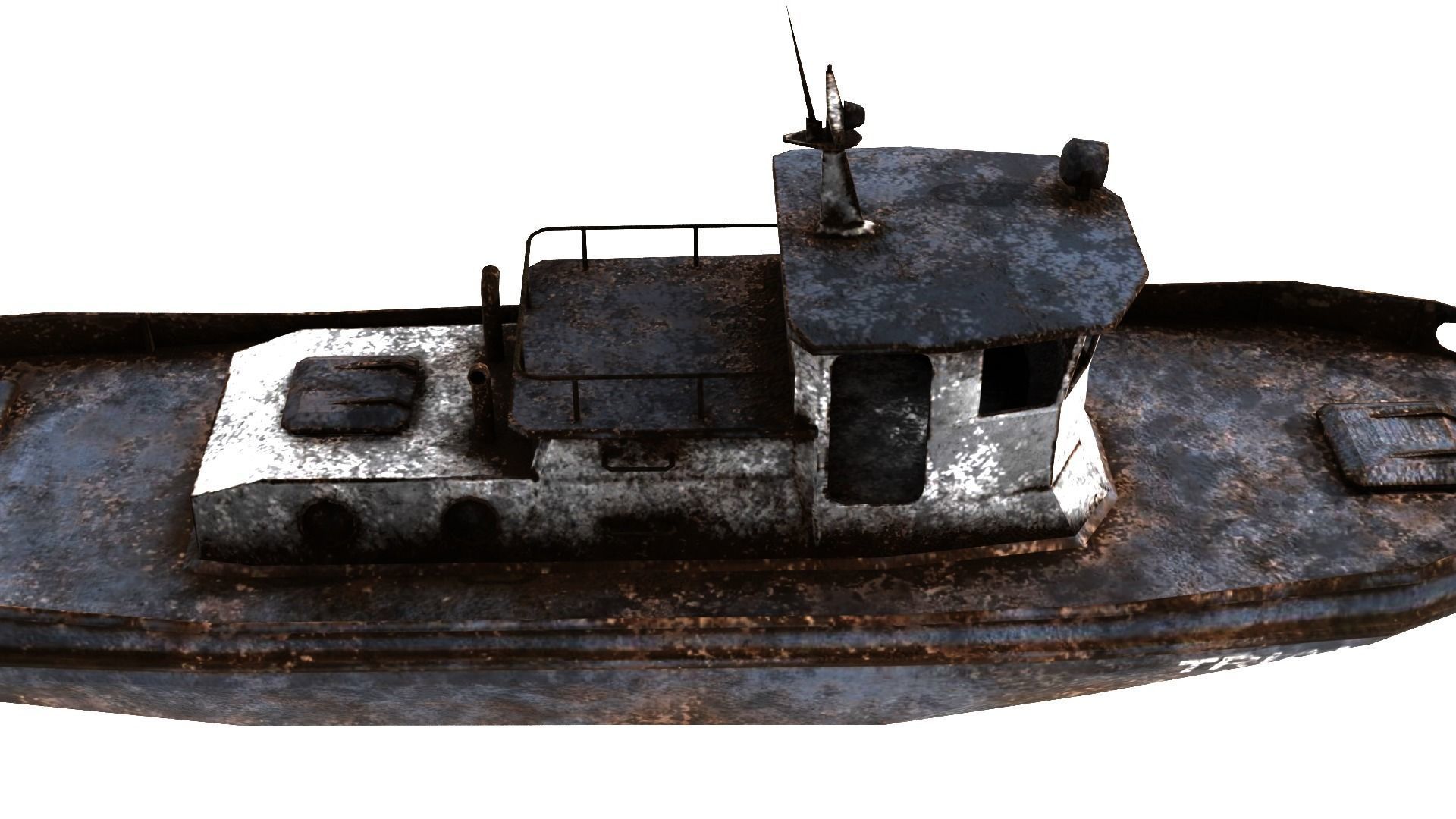 old boat Low-poly 3D model_4