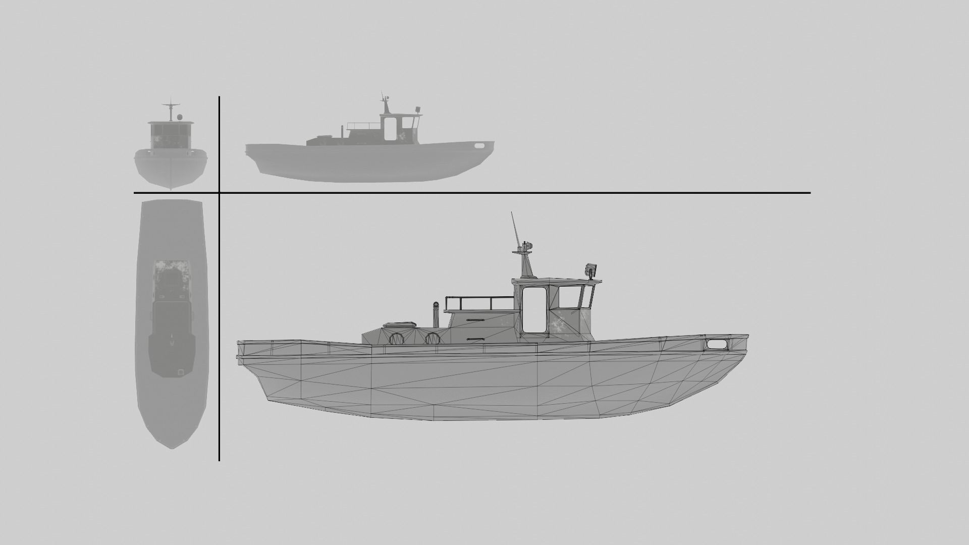 old boat Low-poly 3D model_6