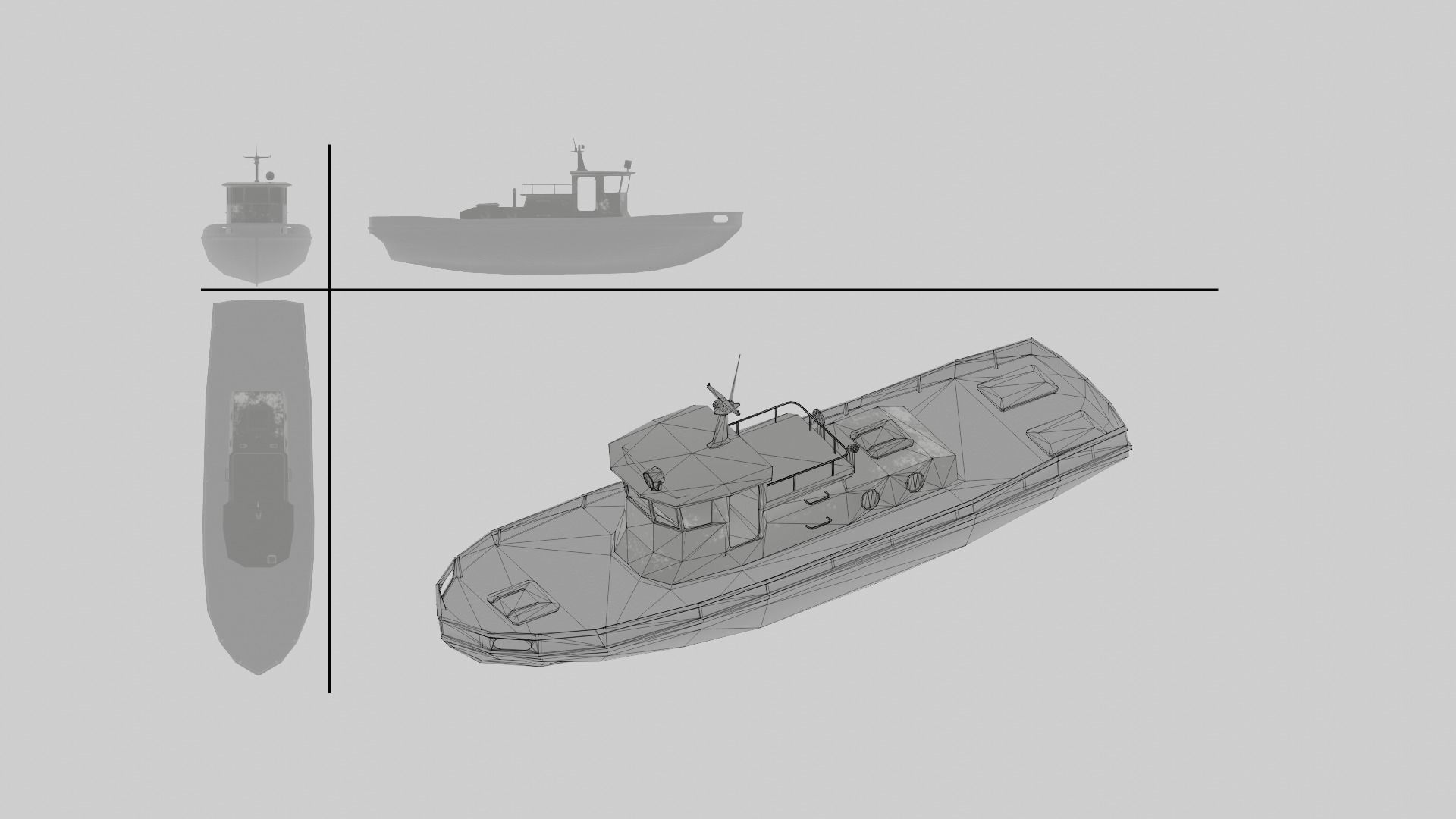 old boat Low-poly 3D model_7