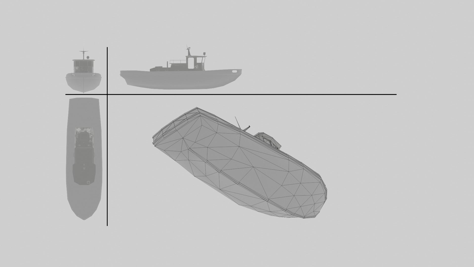 old boat Low-poly 3D model_8