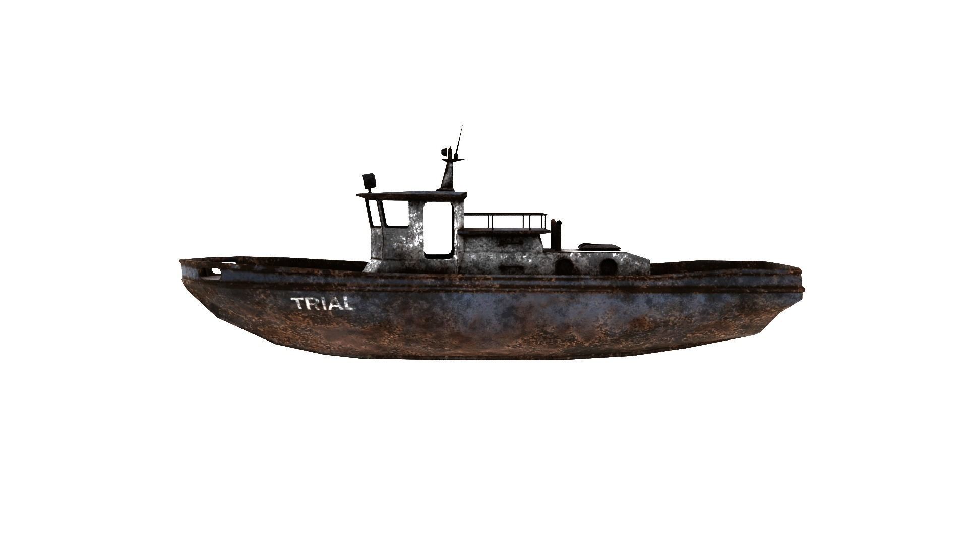 old boat Low-poly 3D model_1