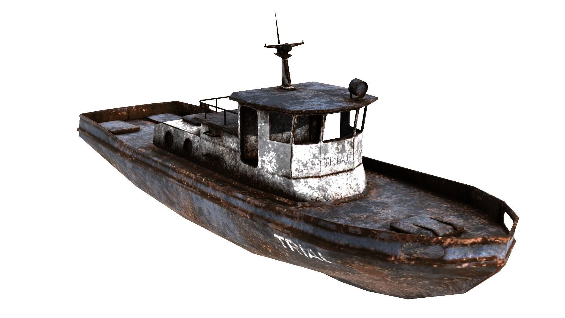old boat Low-poly 3D model_3