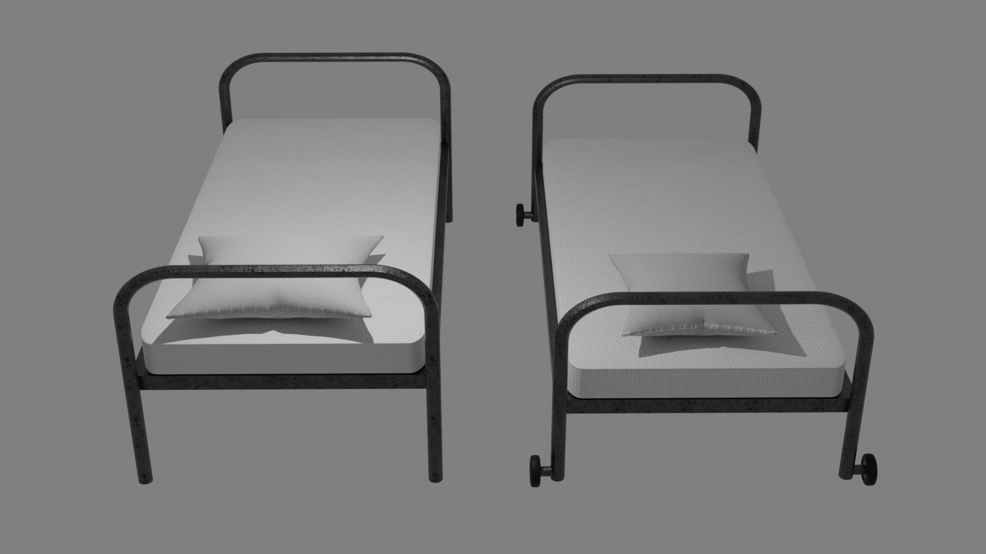 Simple Hospital Bed 3D model_1