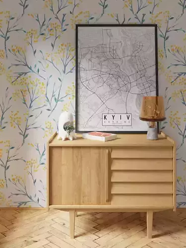 Vintage cupboard with ceramic pot