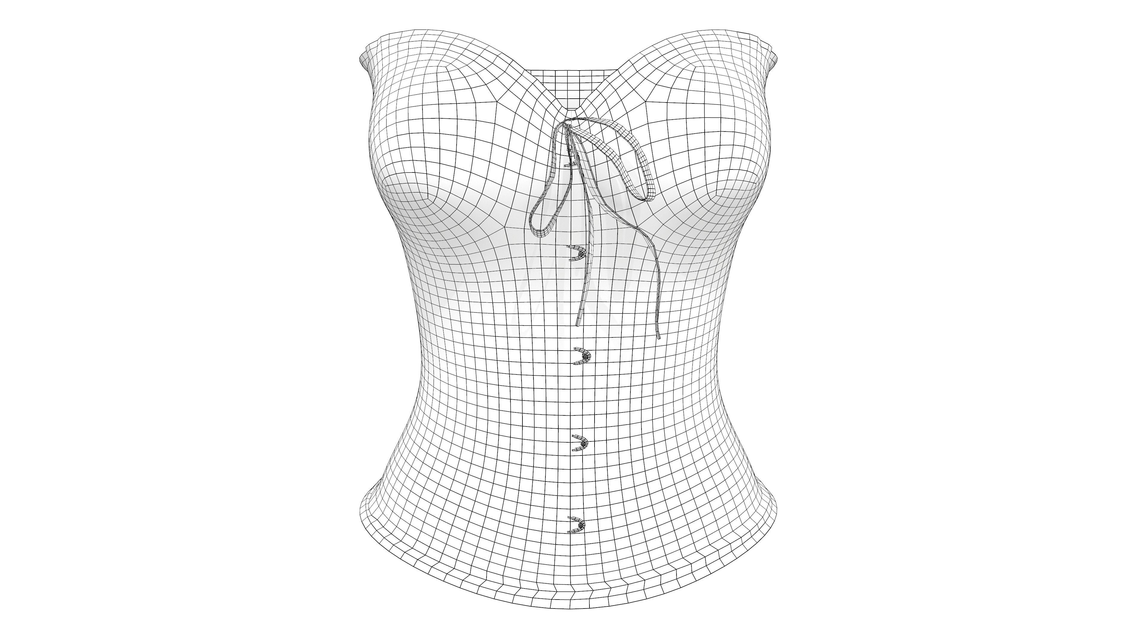 Modern White Corset Top Low-poly 3D model_6
