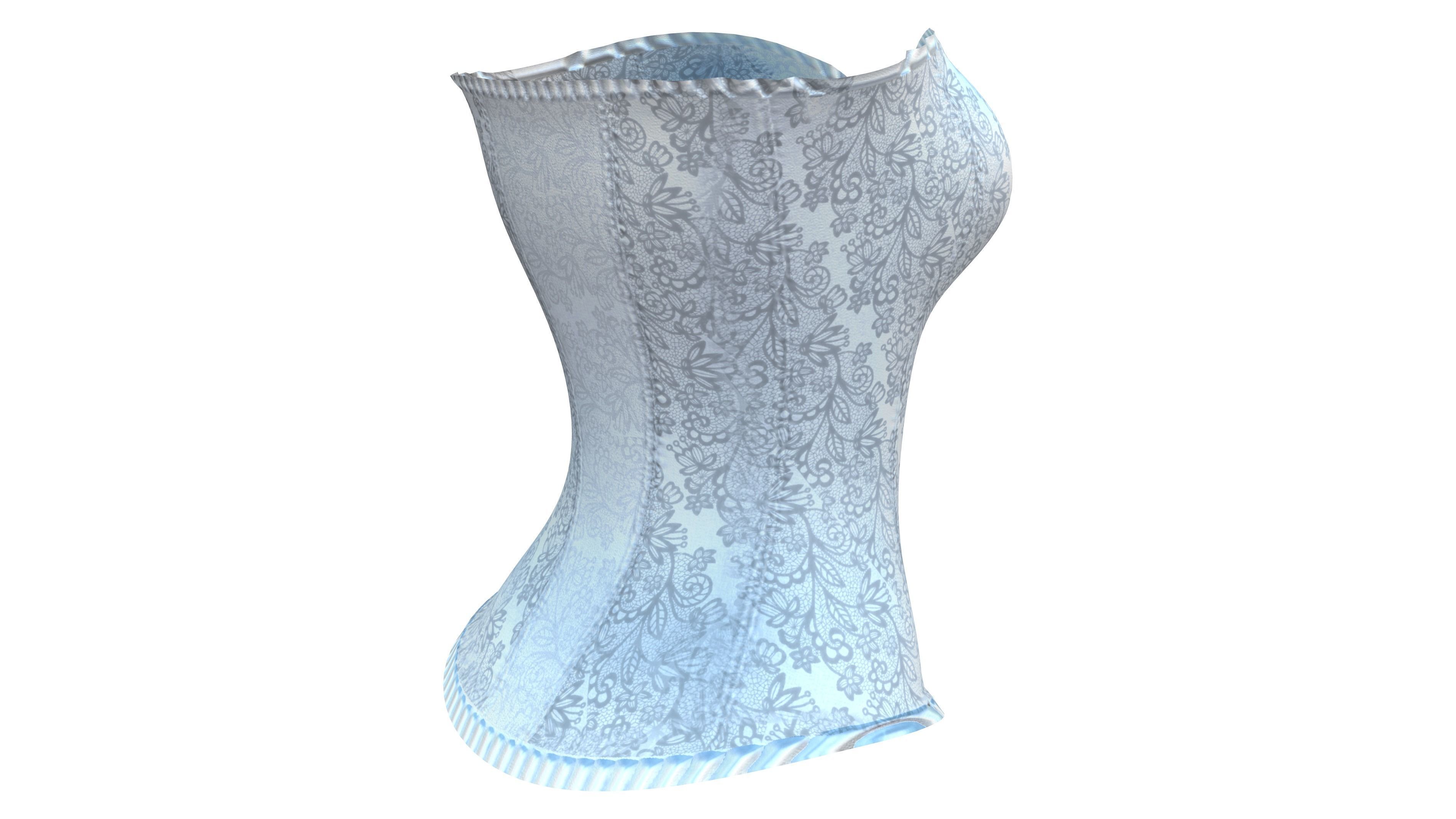 Modern White Corset Top Low-poly 3D model_5