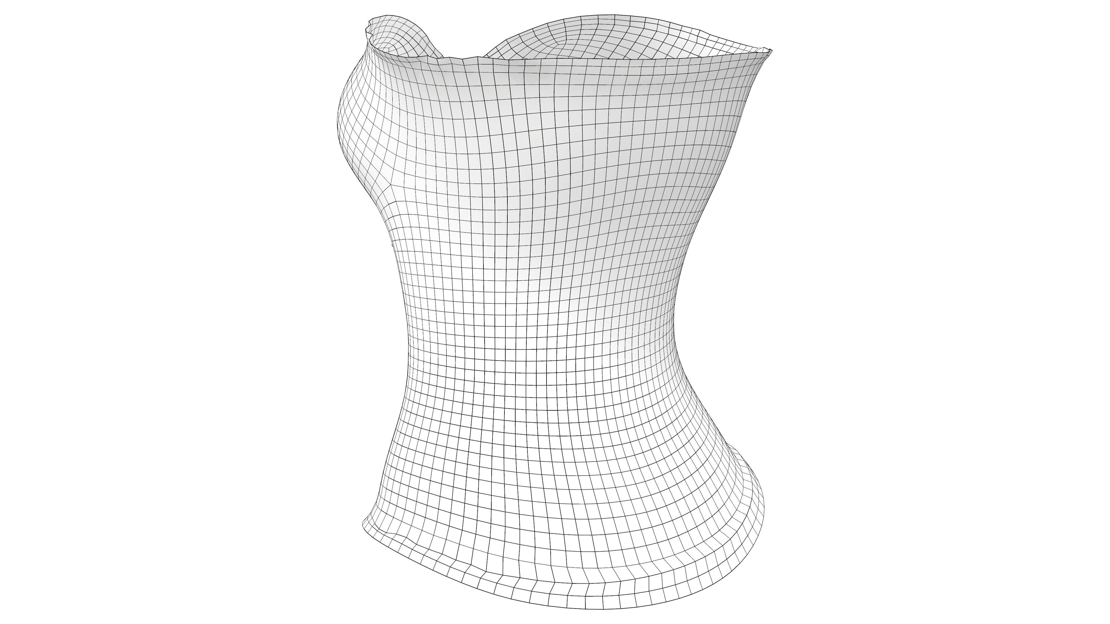 Modern White Corset Top Low-poly 3D model_7