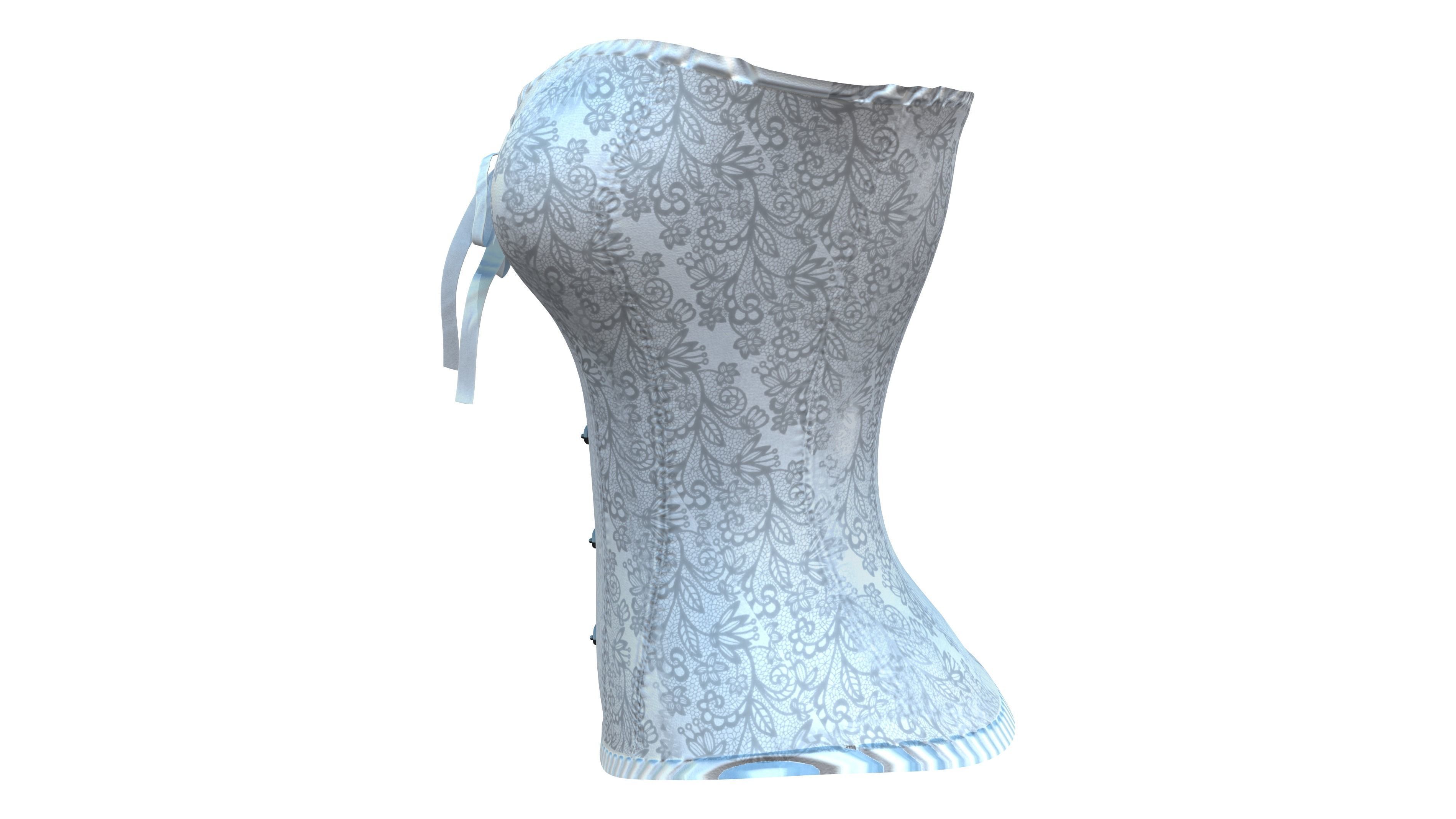 Modern White Corset Top Low-poly 3D model_3