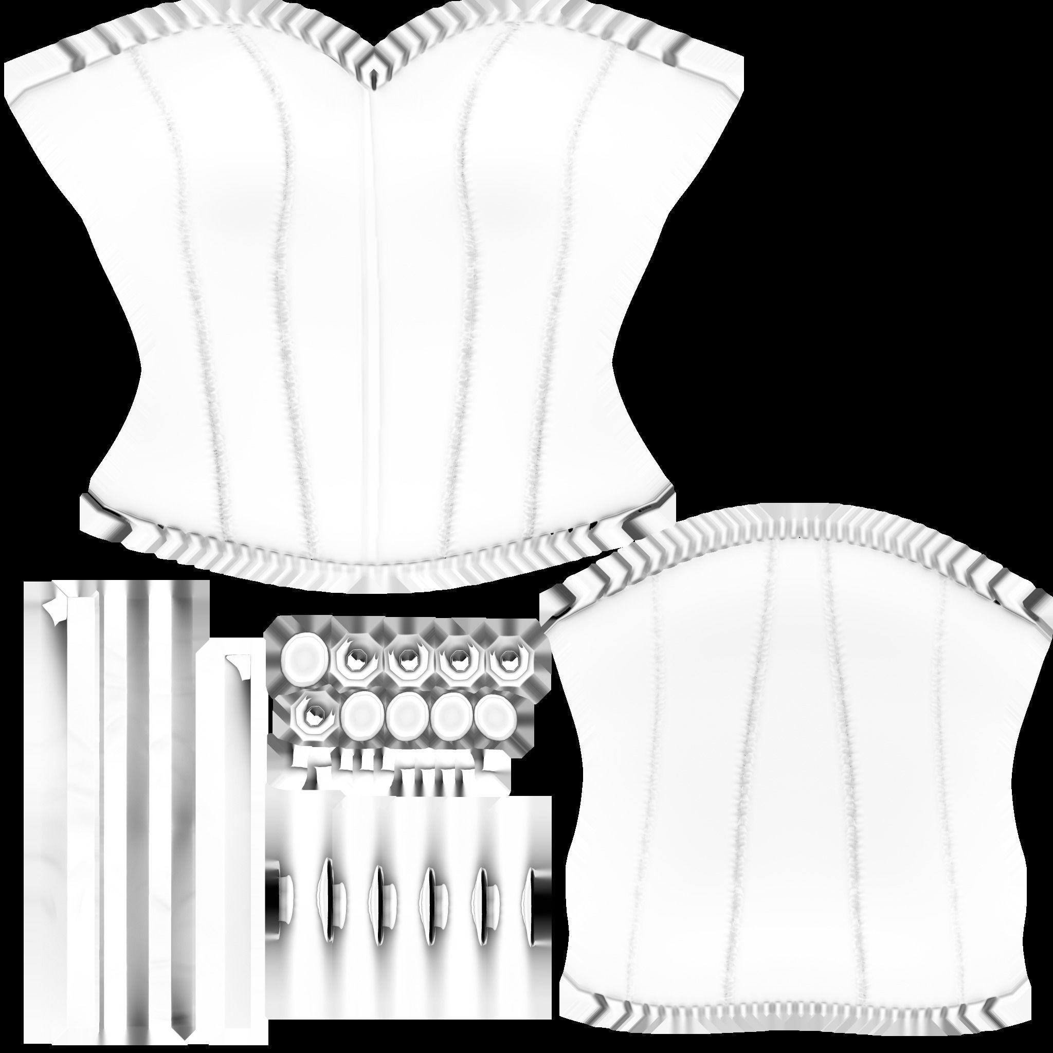 Modern White Corset Top Low-poly 3D model_13