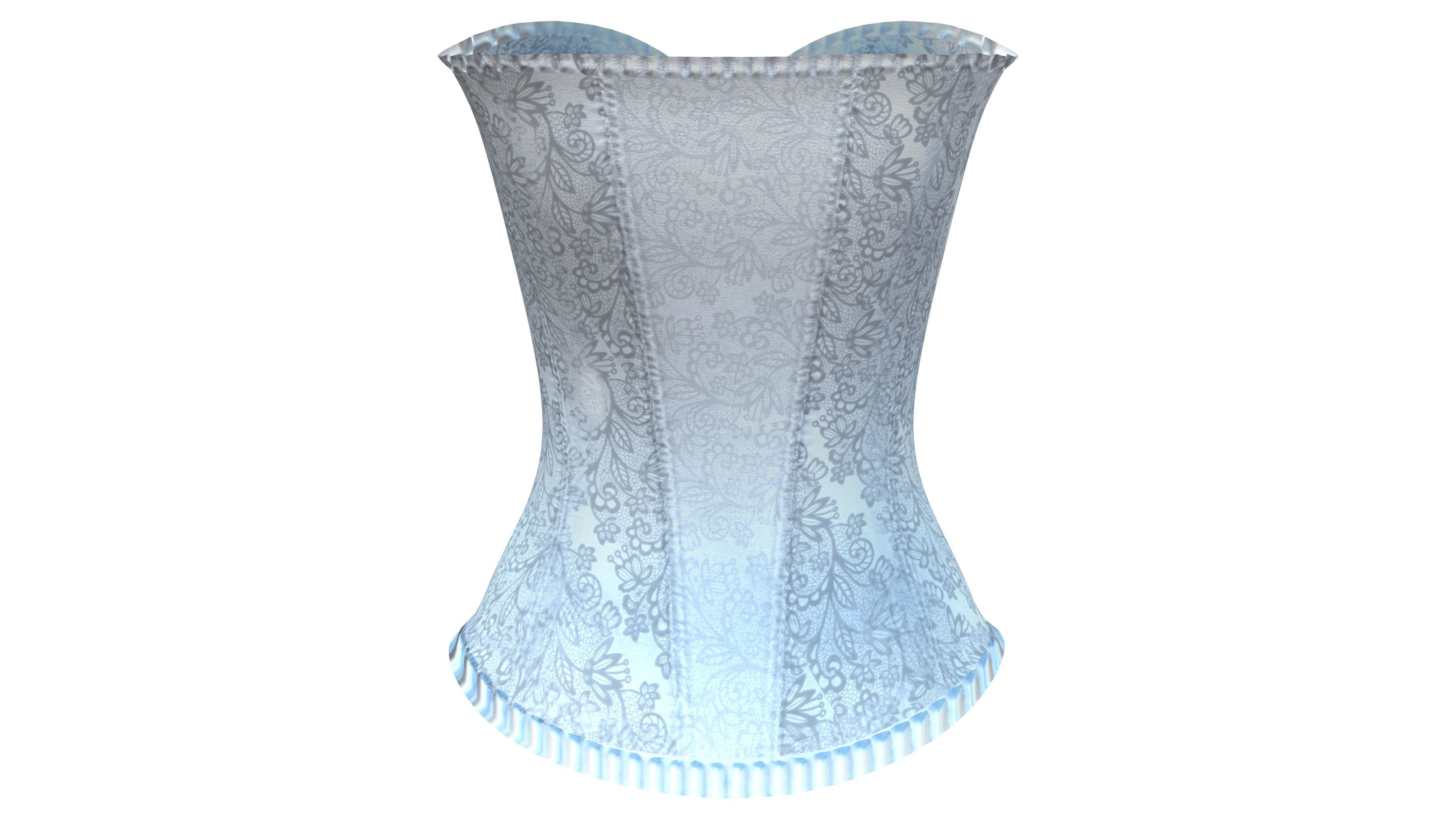Modern White Corset Top Low-poly 3D model_4