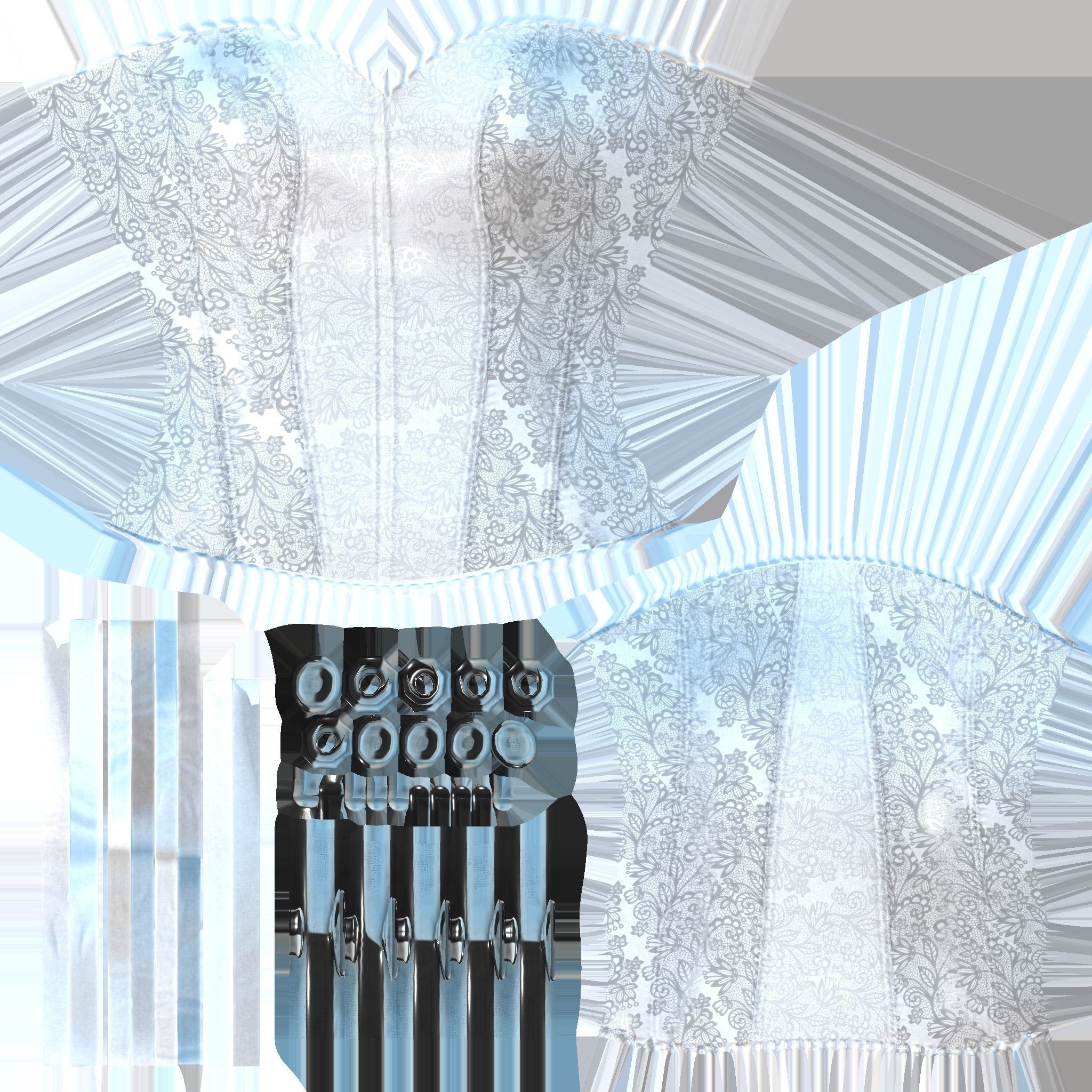 Modern White Corset Top Low-poly 3D model_10