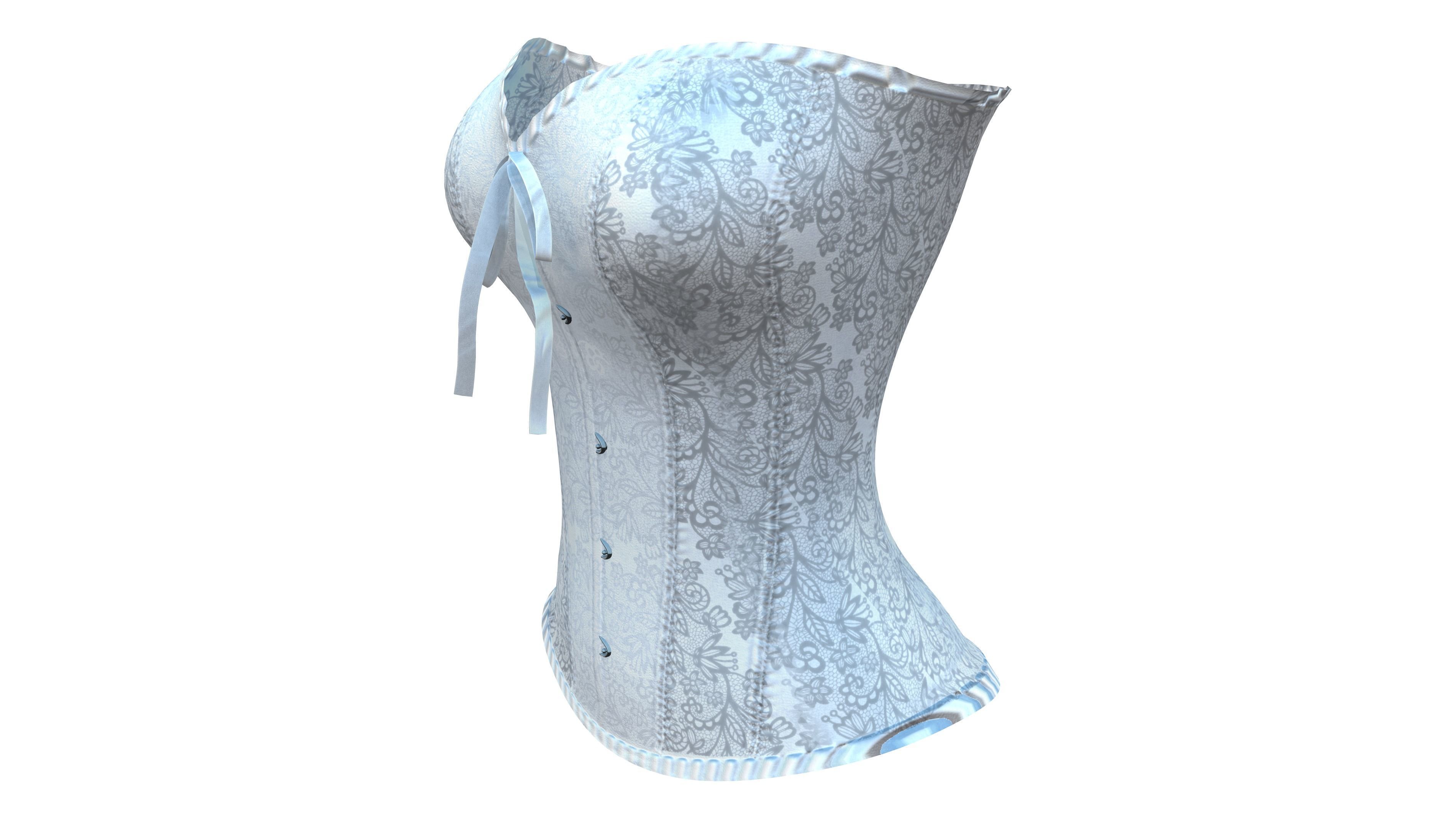 Modern White Corset Top Low-poly 3D model_2